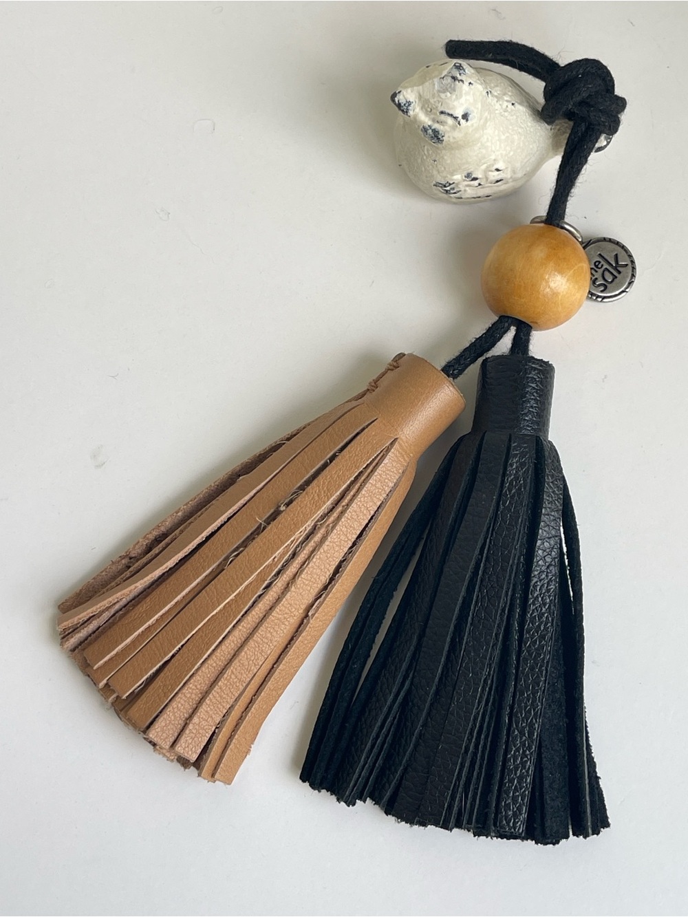 Genuine Leather Tassel Bag Charm Key Fob